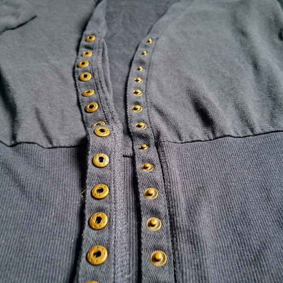 Color Story Navy Button Up Blouse - Picture 2 of 4